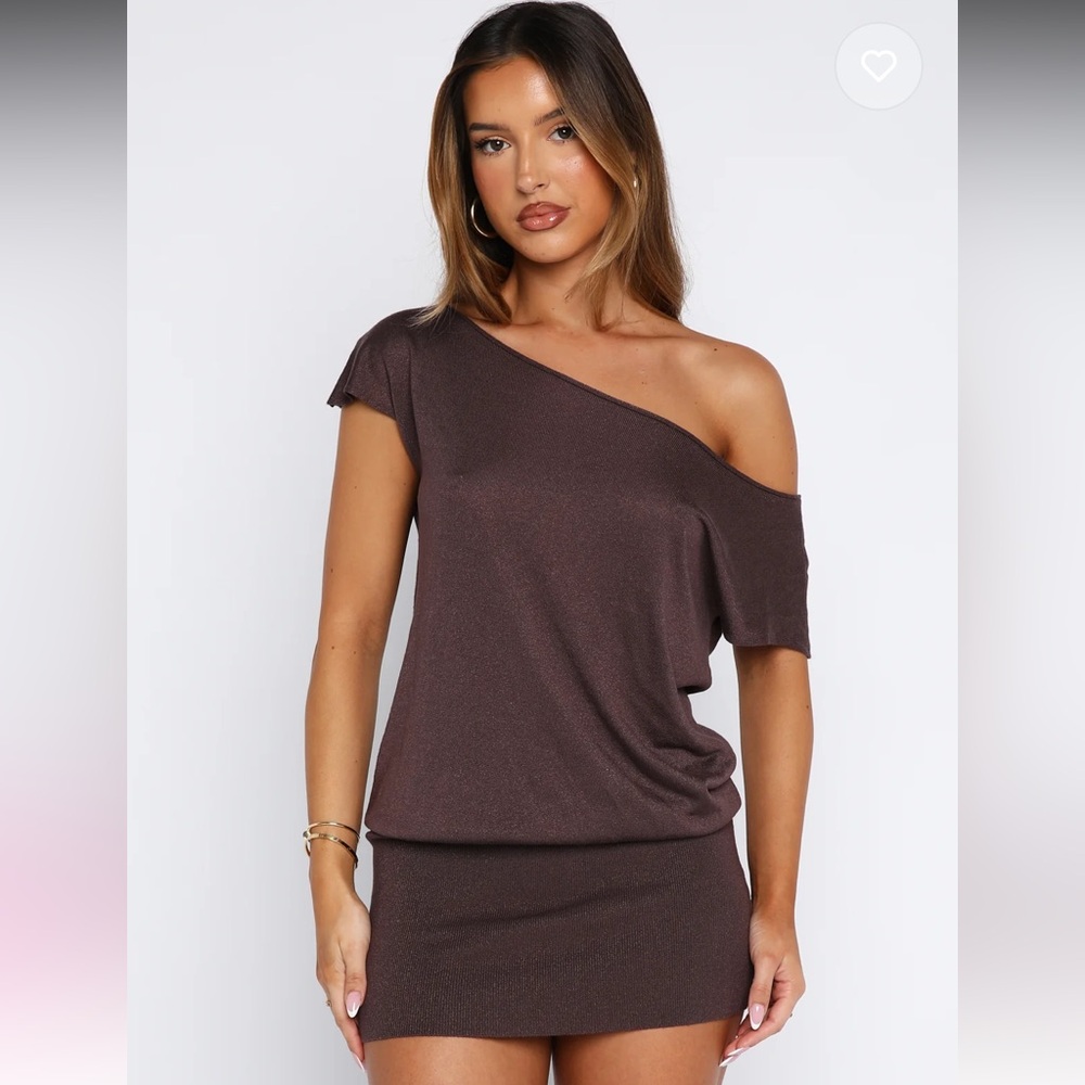 One-Shoulder Brown Dress
